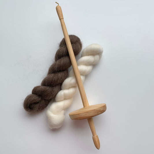 Handcrafted Drop Spindle and Fibre Bundle