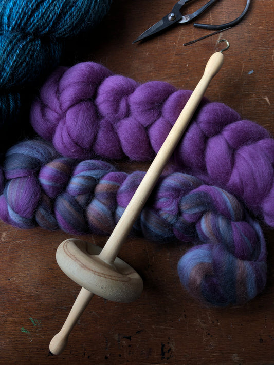 Handcrafted  Drop Spindle and Fibre Bundled